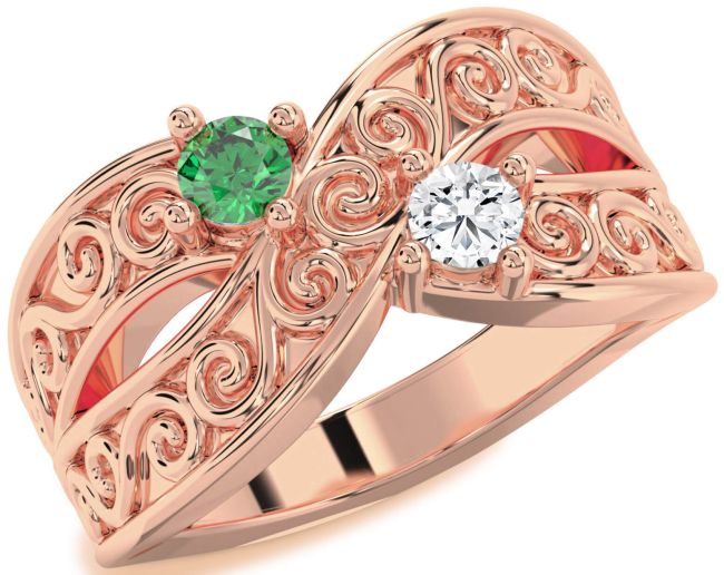 Rose Gold Infinity Knot Round Two Stone Promise Ring