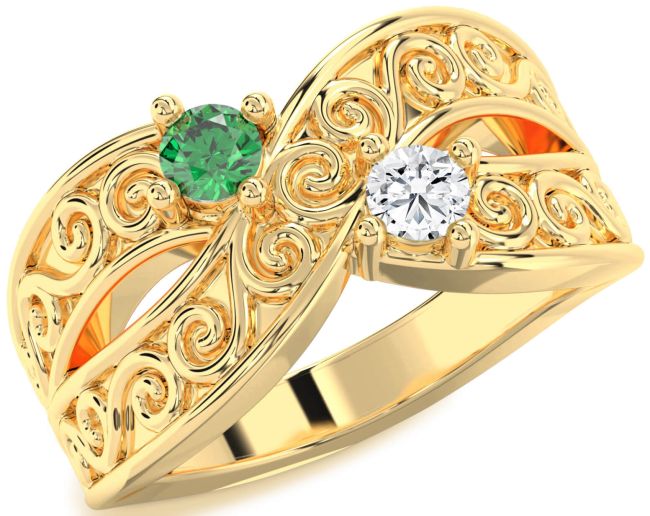 Gold Infinity Knot Round Two Stone Promise Ring