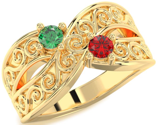 Gold Infinity Knot Round Two Stone Promise Ring