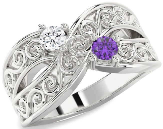 Silver Infinity Knot Round Two Stone Promise Ring