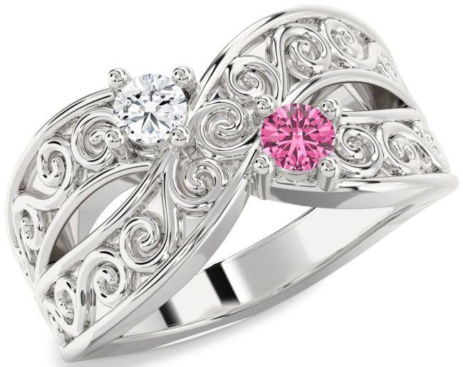 Silver Infinity Knot Round Two Stone Promise Ring