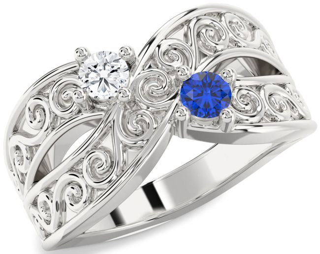 Silver Infinity Knot Round Two Stone Promise Ring