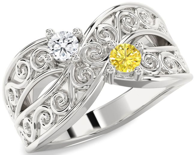 Silver Infinity Knot Round Two Stone Promise Ring