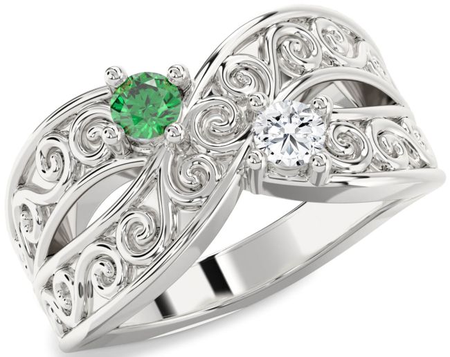 Silver Infinity Knot Round Two Stone Promise Ring