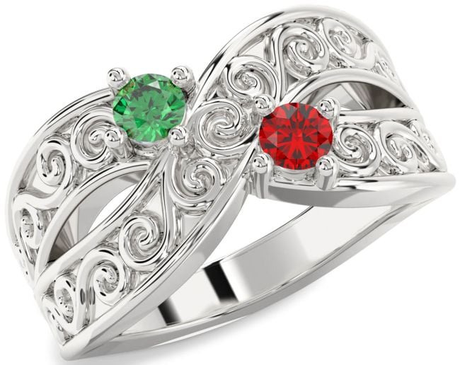 Silver Infinity Knot Round Two Stone Promise Ring