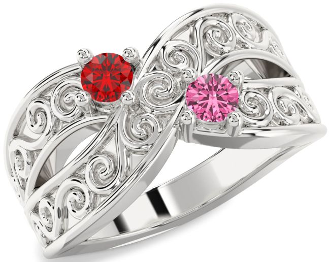 Silver Infinity Knot Round Two Stone Promise Ring
