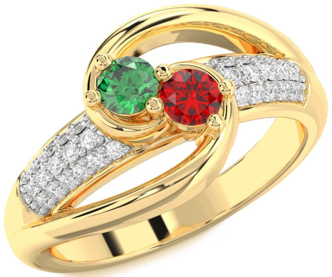 Diamond Gold Round Two Stone Promise Ring