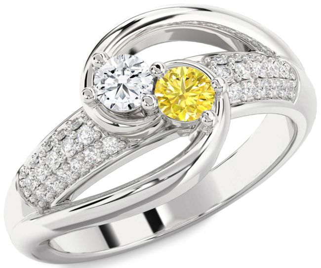 Diamond Silver Round Two Stone Promise Ring