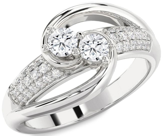 Diamond Platinum Round Two Stone Ring