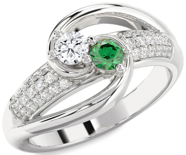 Diamond Silver Round Two Stone Promise Ring