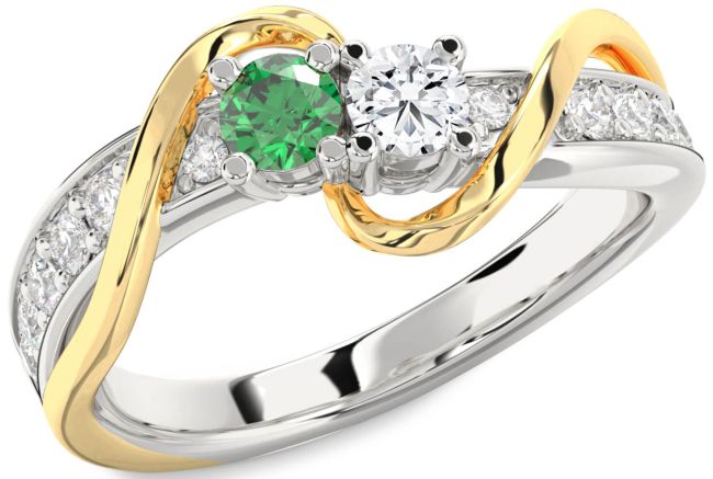 Diamond Gold Silver Round Two Stone Promise Ring