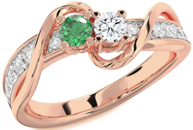 Diamond Rose Gold Round Two Stone Promise Ring