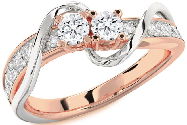 Diamond Platinum & Rose Gold Round Two Stone Ring