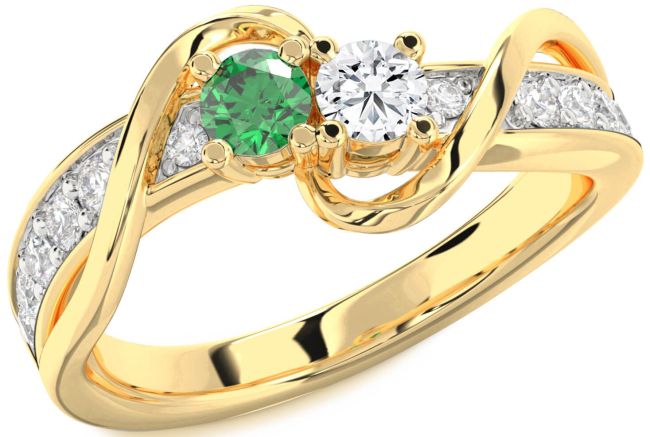 Diamond Gold Silver Round Two Stone Promise Ring