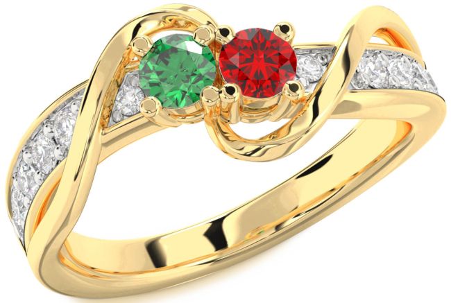 Diamond Gold Round Two Stone Promise Ring