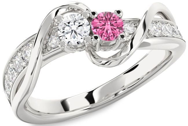 Diamond Silver Round Two Stone Promise Ring