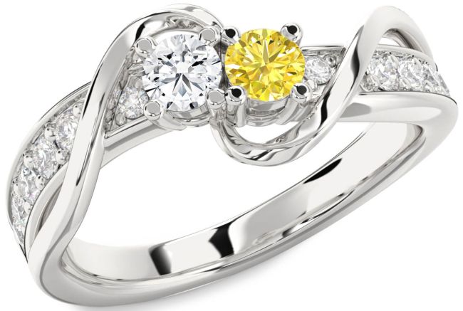 Diamond Silver Round Two Stone Promise Ring