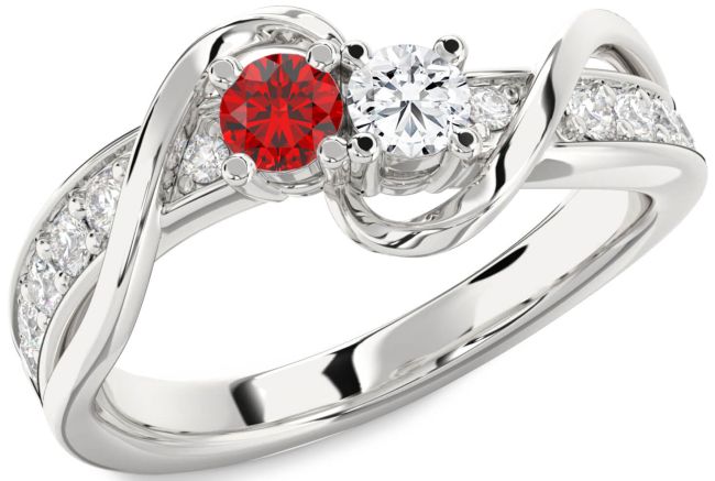 Diamond Silver Round Two Stone Promise Ring