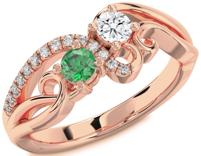 Diamond Rose Gold Round Two Stone Promise Ring