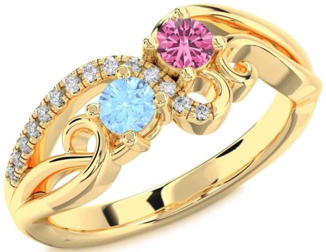 Diamond Gold Round Two Stone Promise Ring