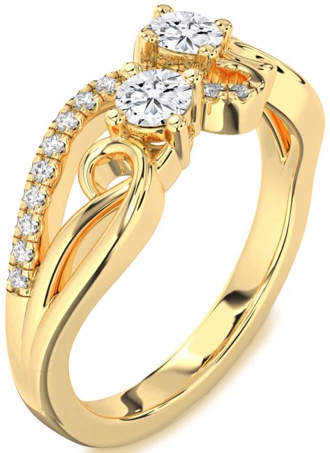 Lab Diamond Gold Round Two Stone Ring