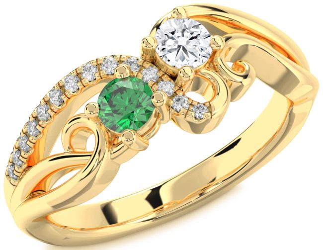 Diamond Gold Silver Round Two Stone Promise Ring