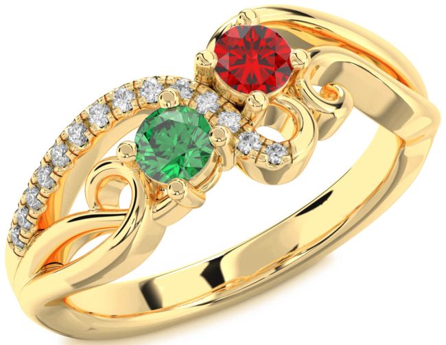Diamond Gold Round Two Stone Promise Ring