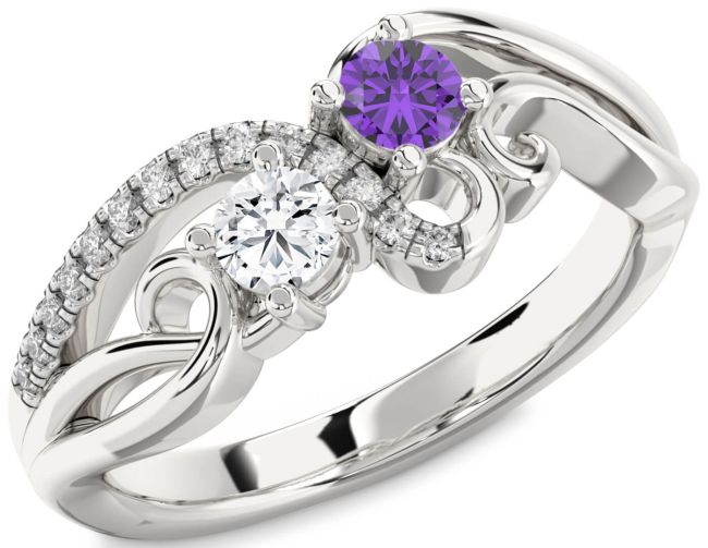 Diamond Silver Round Two Stone Promise Ring