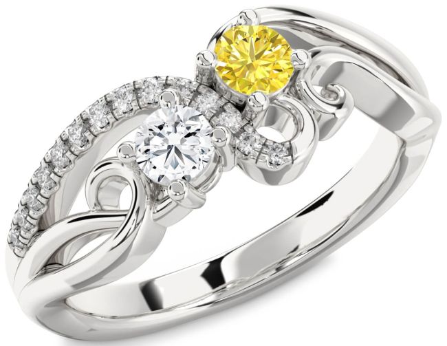 Diamond Silver Round Two Stone Promise Ring