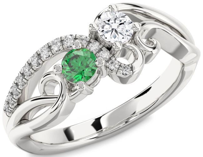 Diamond Silver Round Two Stone Promise Ring