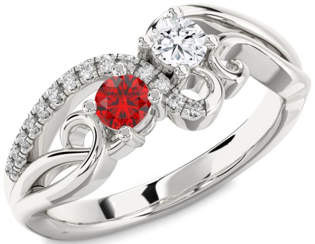 Diamond Silver Round Two Stone Promise Ring