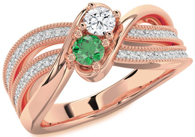 Diamond Rose Gold Round Two Stone Promise Ring
