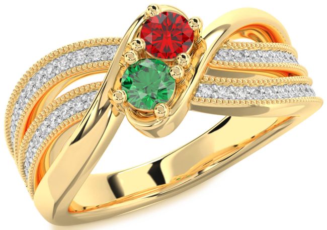 Diamond Gold Round Two Stone Promise Ring