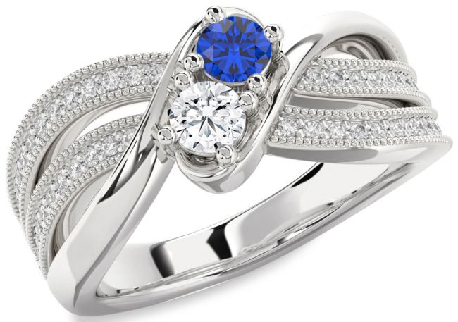 Diamond Platinum Round Two Stone Promise Ring