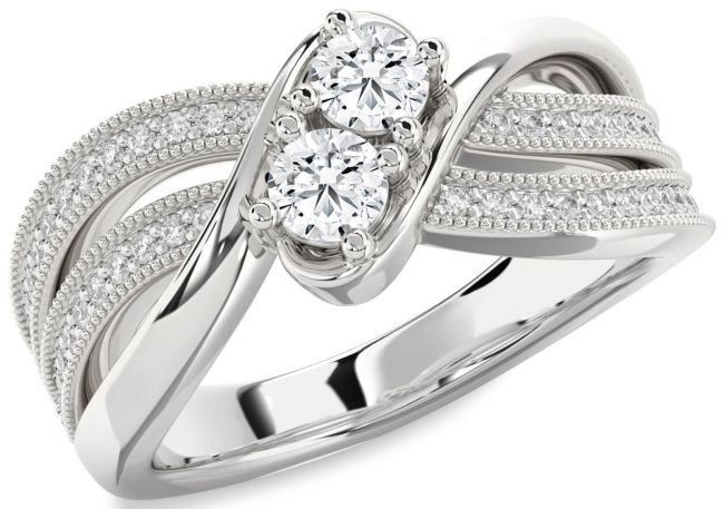 Diamond Platinum Round Two Stone Ring