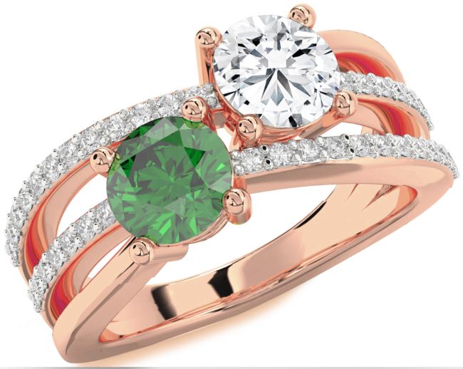 Diamond Rose Gold Round Two Stone Promise Ring