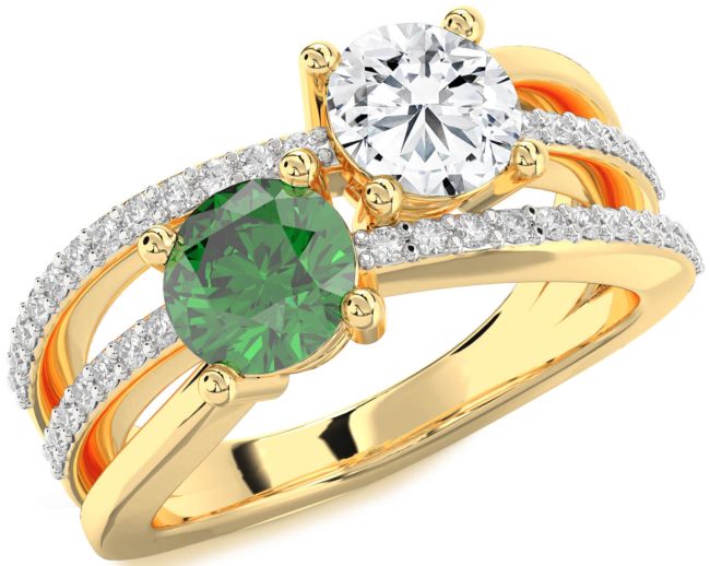 Diamond Gold Round Two Stone Promise Ring
