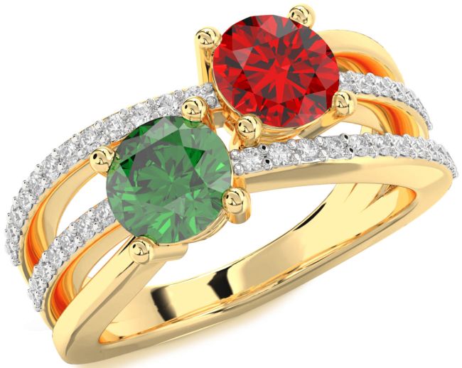 Diamond Gold Round Two Stone Promise Ring