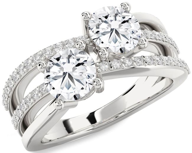 Diamond Platinum Round Two Stone Ring