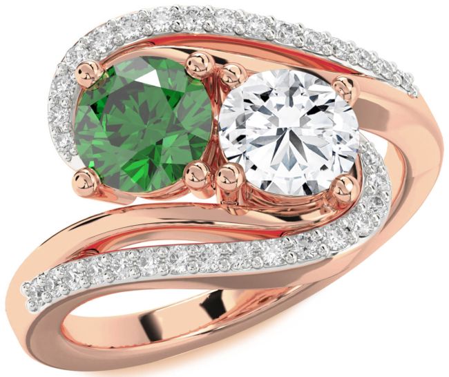 Diamond Rose Gold Round Two Stone Promise Ring