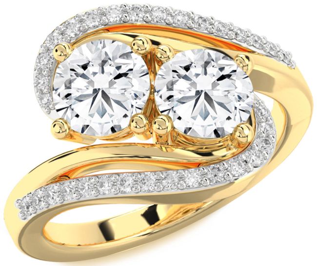 Diamond Gold Round Two Stone Ring