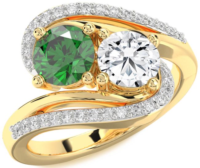 Diamond Gold Round Two Stone Promise Ring