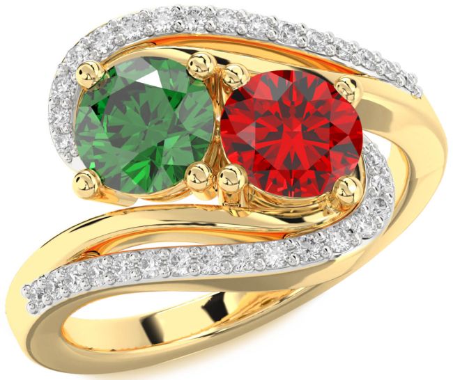 Diamond Gold Round Two Stone Promise Ring