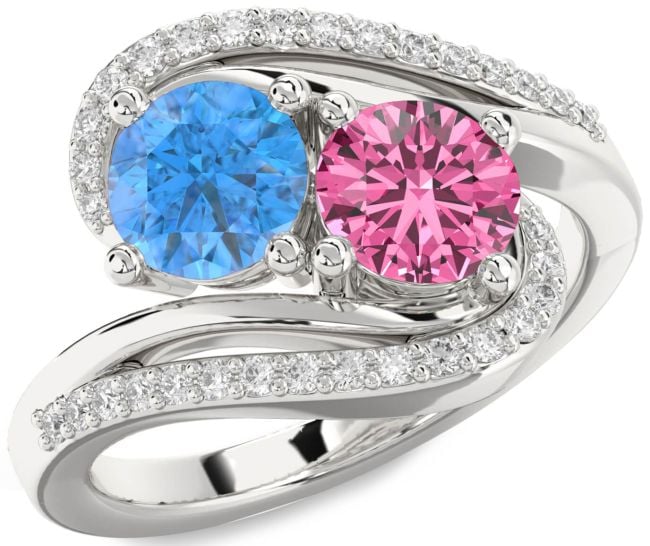 Diamond White Gold Round Two Stone Promise Ring