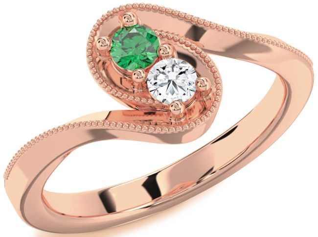 Rose Gold Round Two Stone Promise Ring