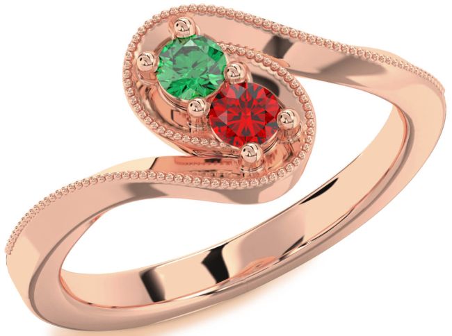Rose Gold Round Two Stone Promise Ring