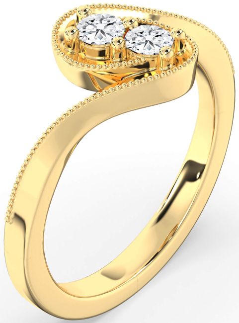 Lab Diamond Gold Round Two Stone Ring
