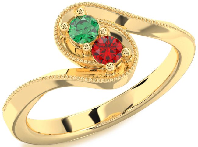 Gold Round Two Stone Promise Ring