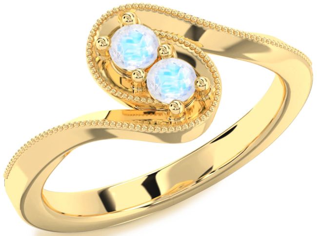 Moonstone Gold Round Two Stone Ring