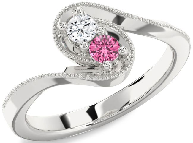 Silver Round Two Stone Promise Ring